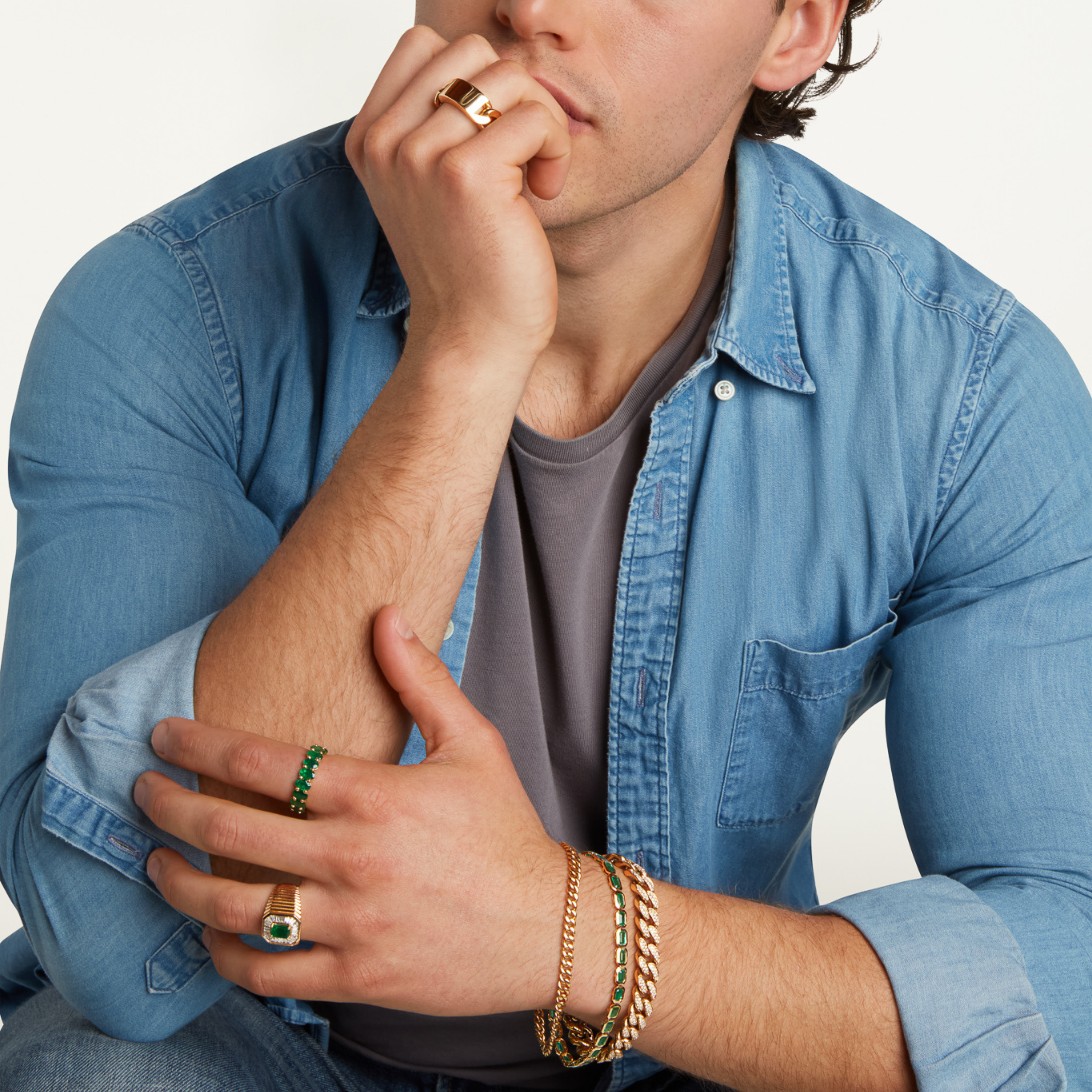 MEN'S SOLID GOLD ID LINK RING