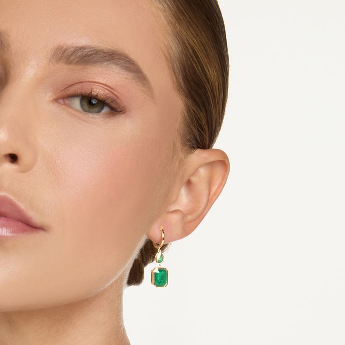 READY TO SHIP EMERALD DOUBLE BEZEL DROP EARRINGS