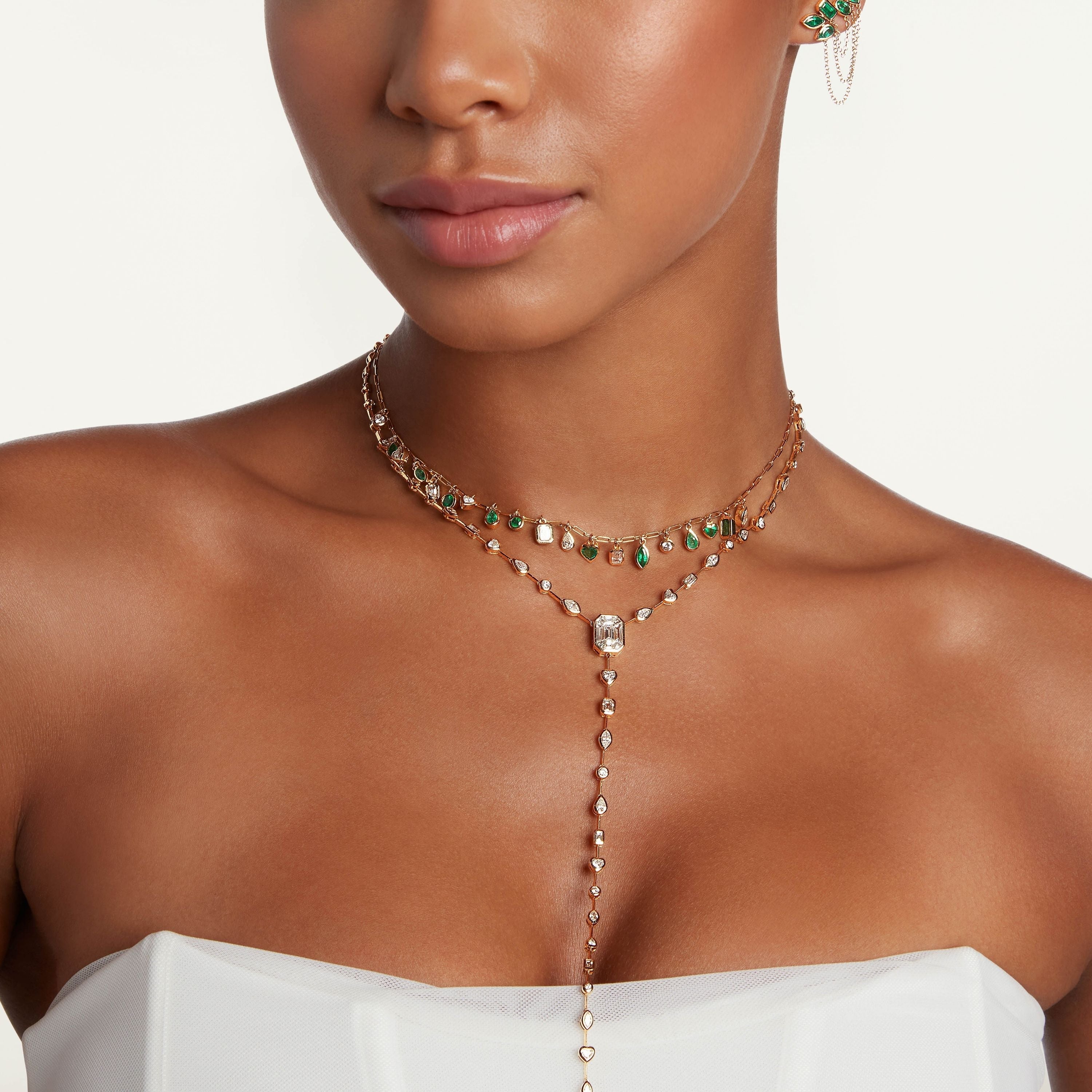 PINK SAPPHIRE & DIAMOND MIXED DROP NECKLACE