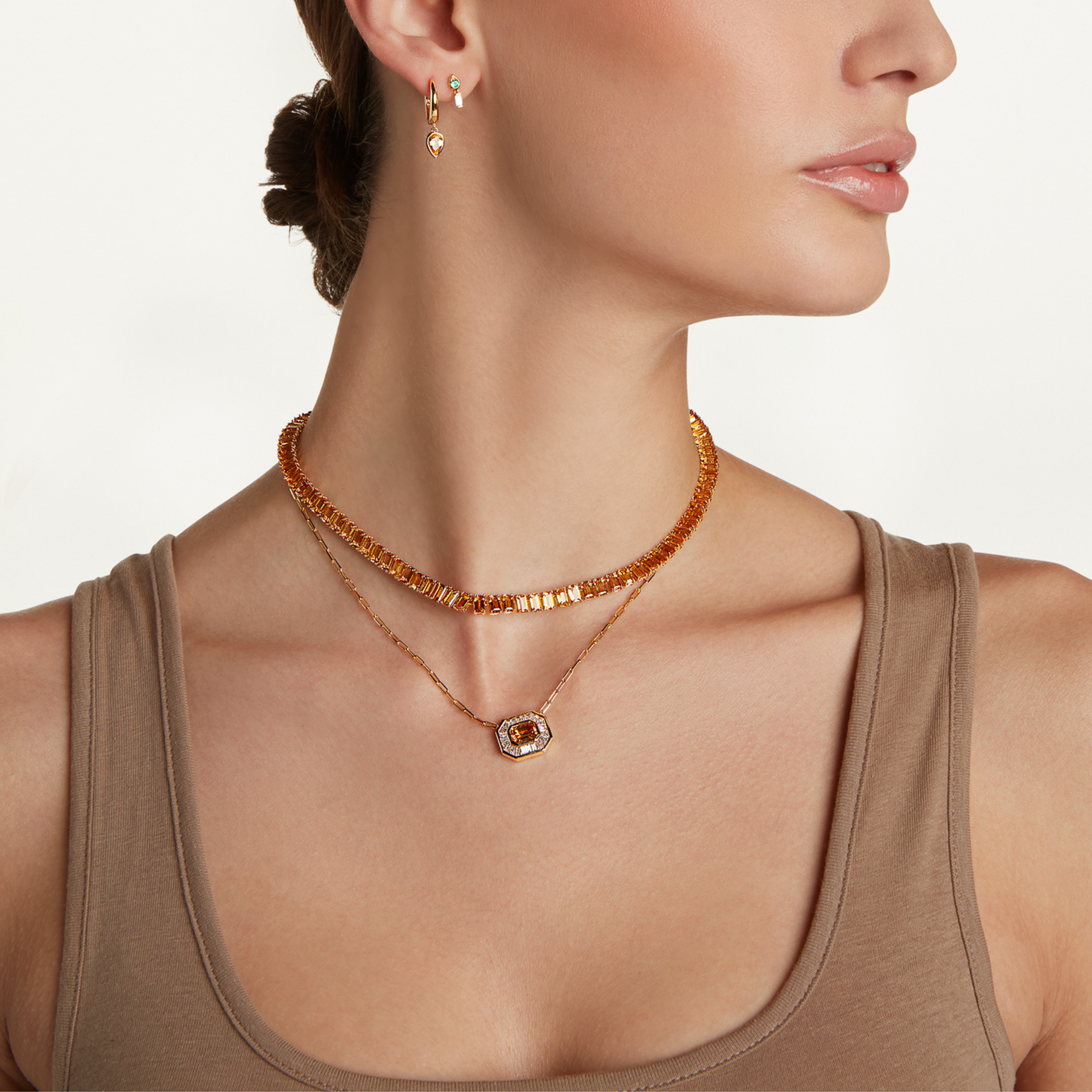 READY TO SHIP YELLOW SAPPHIRE & DIAMOND HALO NECKLACE