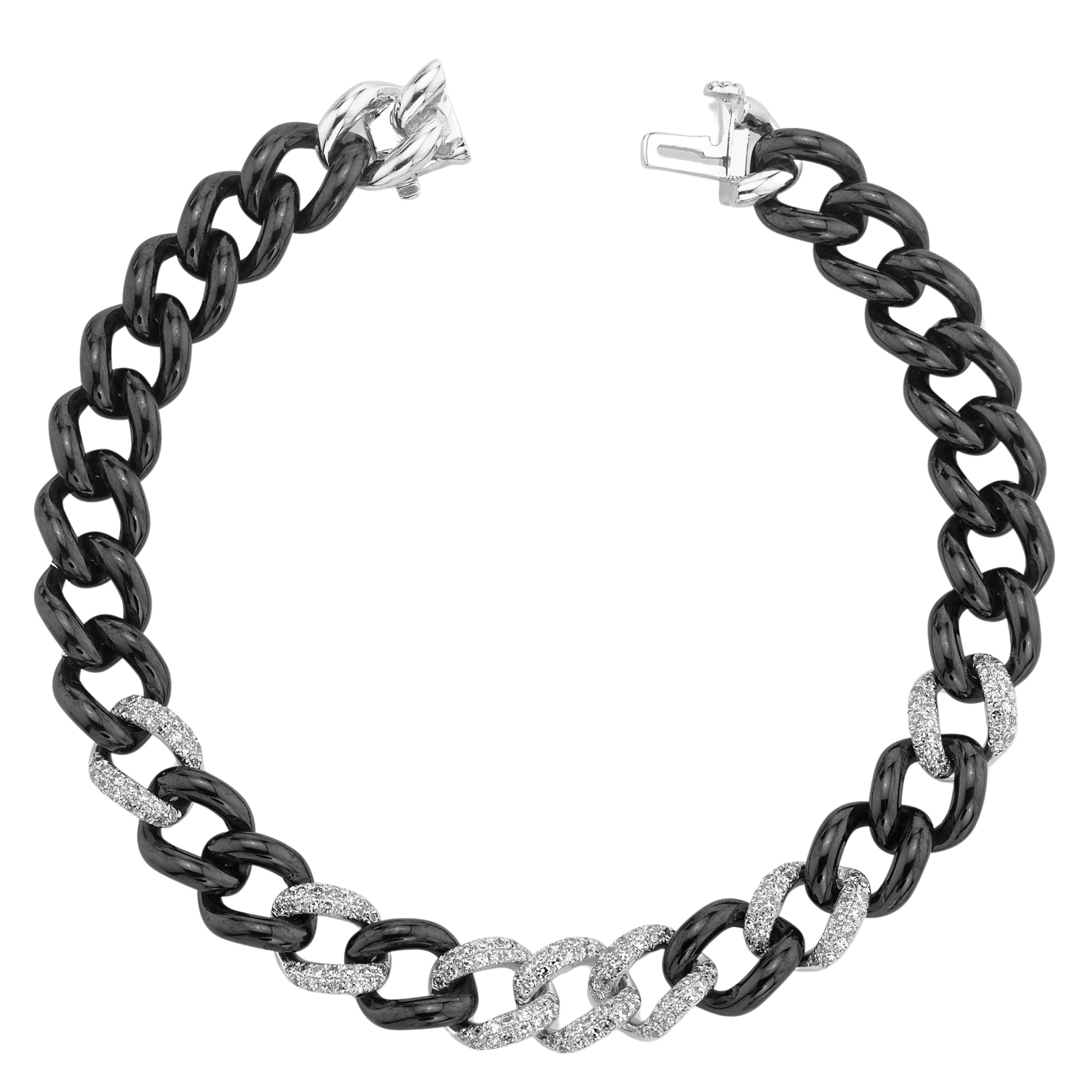 BLACK CERAMIC PAVE MEDIUM LINK BRACELET