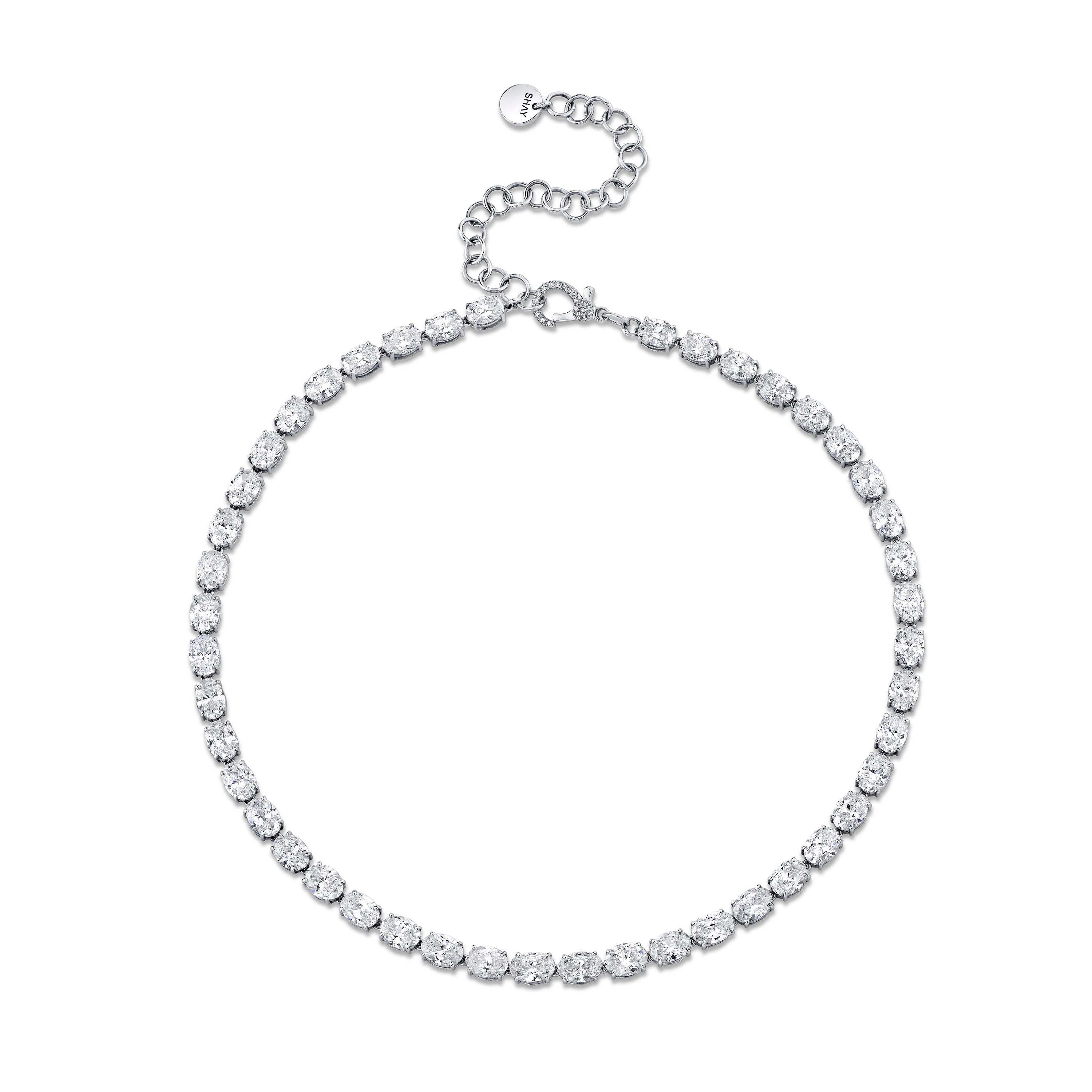 DIAMOND EAST WEST OVAL TENNIS NECKLACE