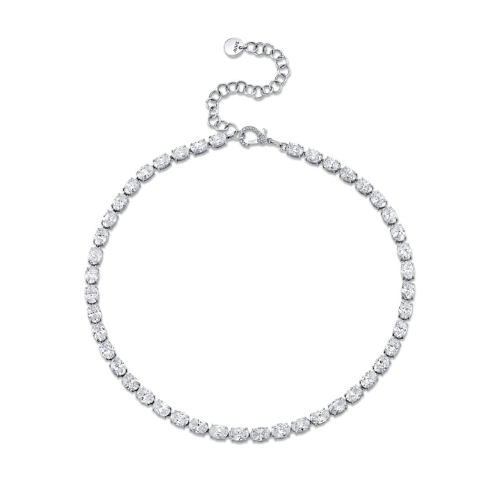 DIAMOND EAST WEST OVAL TENNIS NECKLACE