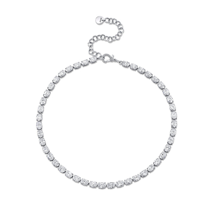 READY TO SHIP EAST WEST DIAMOND OVAL TENNIS NECKLACE