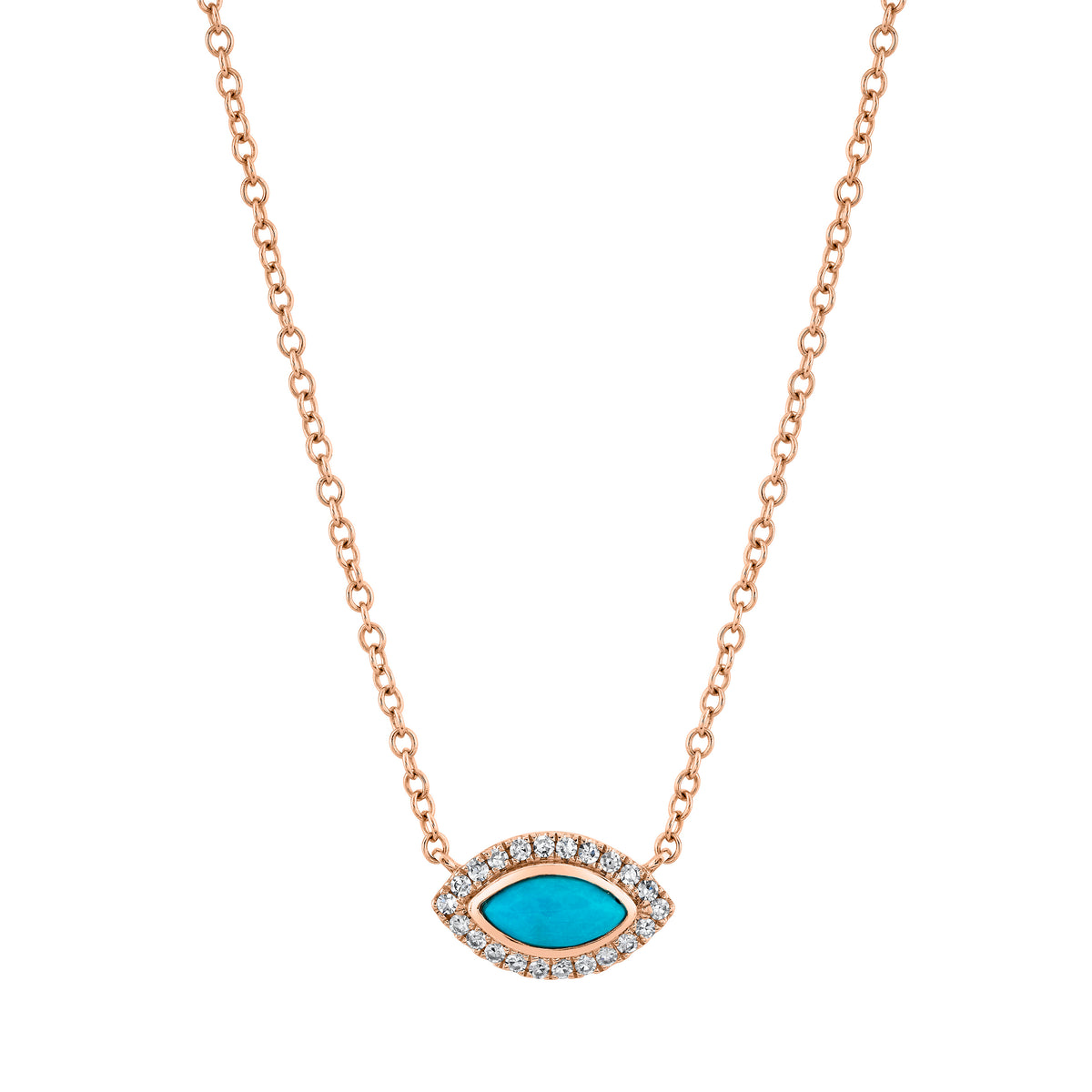 TURQUOISE & DIAMOND MINI EVIL EYE PENDANT NECKLACE