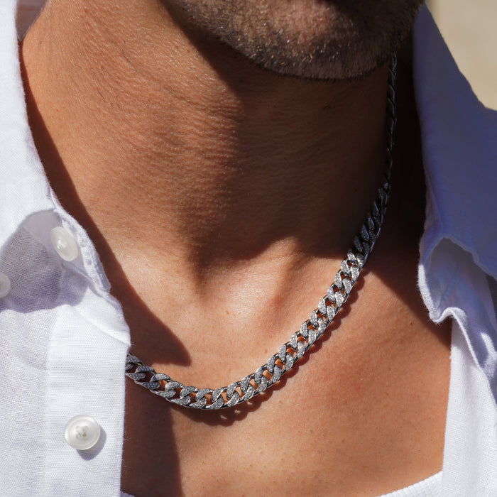 READY TO SHIP DIAMOND PAVE MEDIUM FLAT LINK NECKLACE