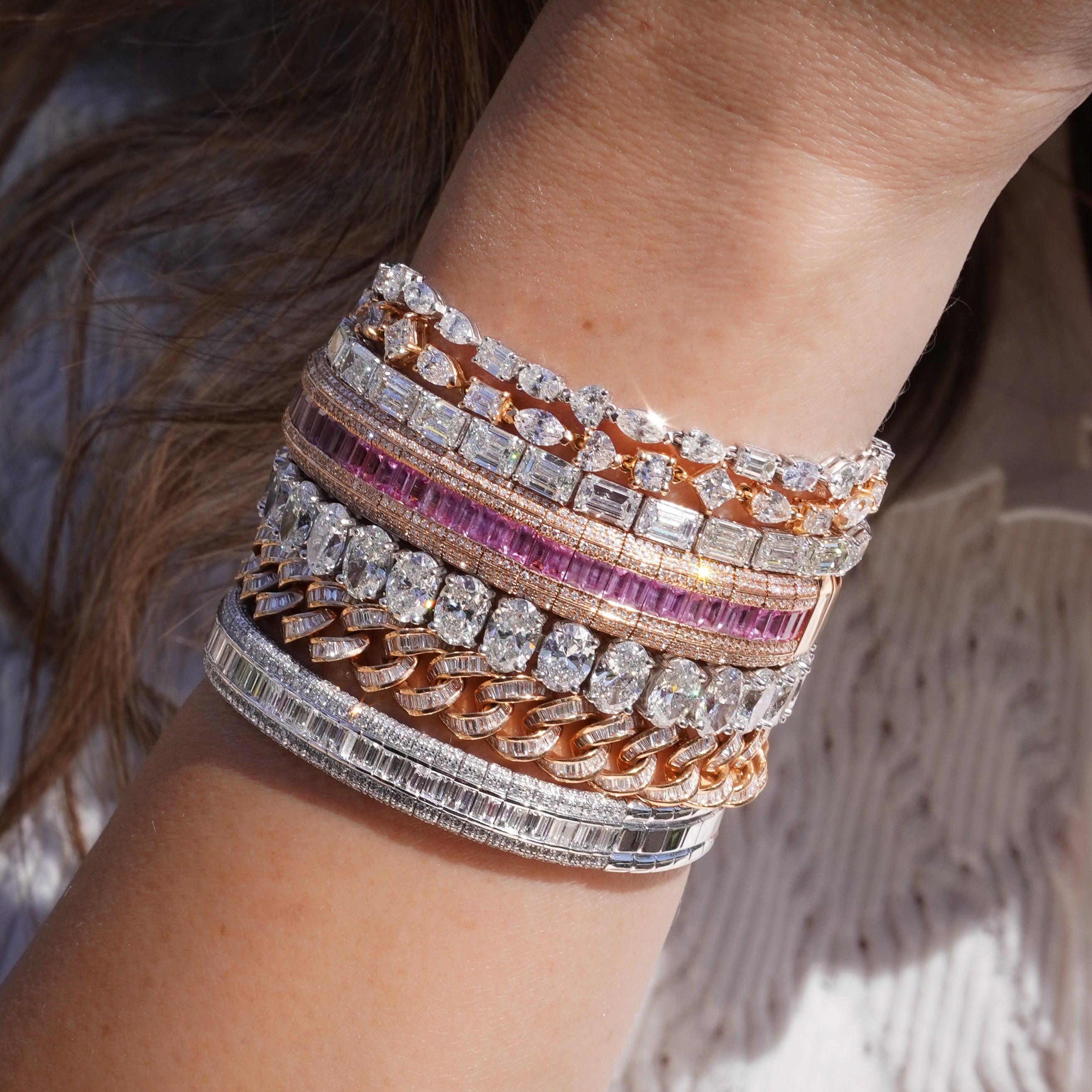 PINK SAPPHIRE & DIAMOND STRETCH BRACELET
