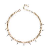 READY TO SHIP DIAMOND BAGUETTE DROP LINK ANKLET