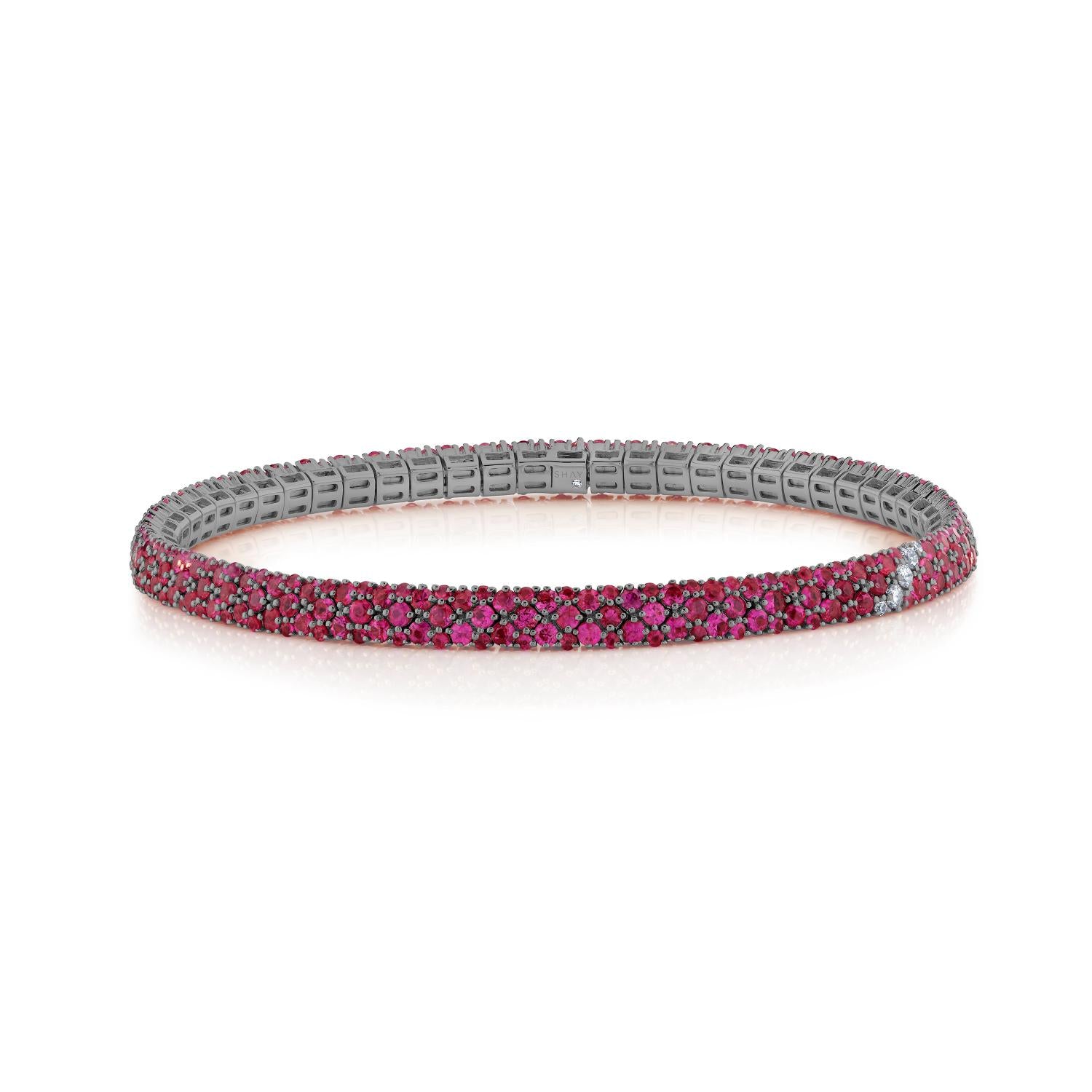 PINK SAPPHIRE & DIAMOND MESH STRETCH BRACELET
