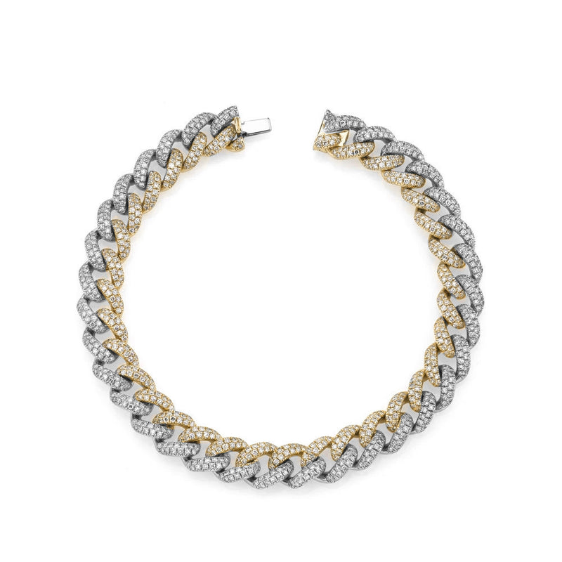 READY TO SHIP DIAMOND TWO-TONE MEDIUM PAVE LINK BRACELET