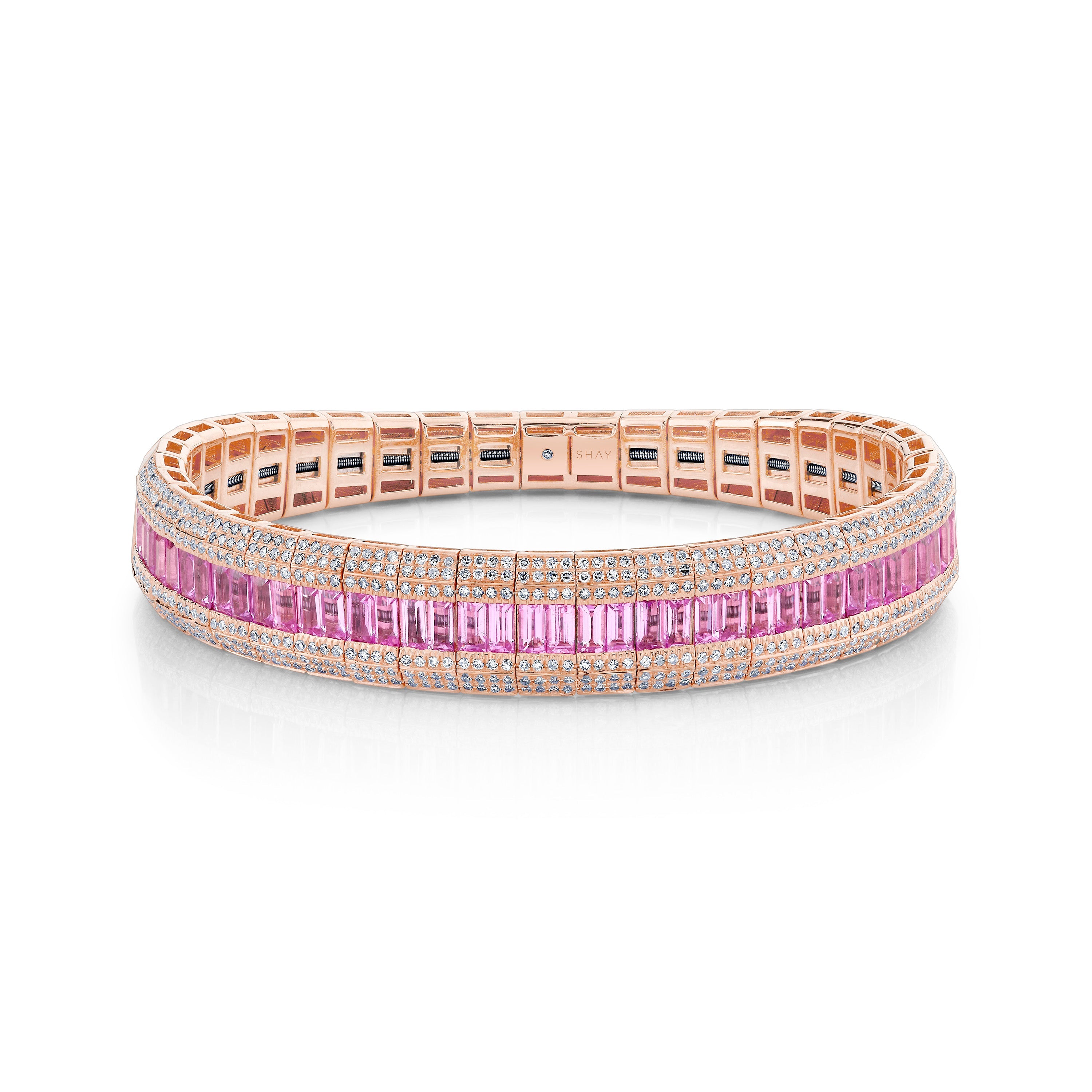 READY TO SHIP PINK SAPPHIRE & DIAMOND STRETCH BRACELET