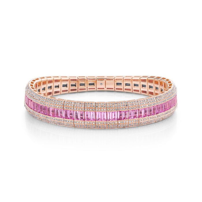 READY TO SHIP PINK SAPPHIRE & DIAMOND SCALES STRETCH BRACELET