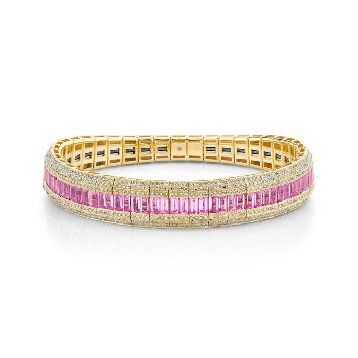 READY TO SHIP PINK SAPPHIRE & DIAMOND SCALES STRETCH BRACELET