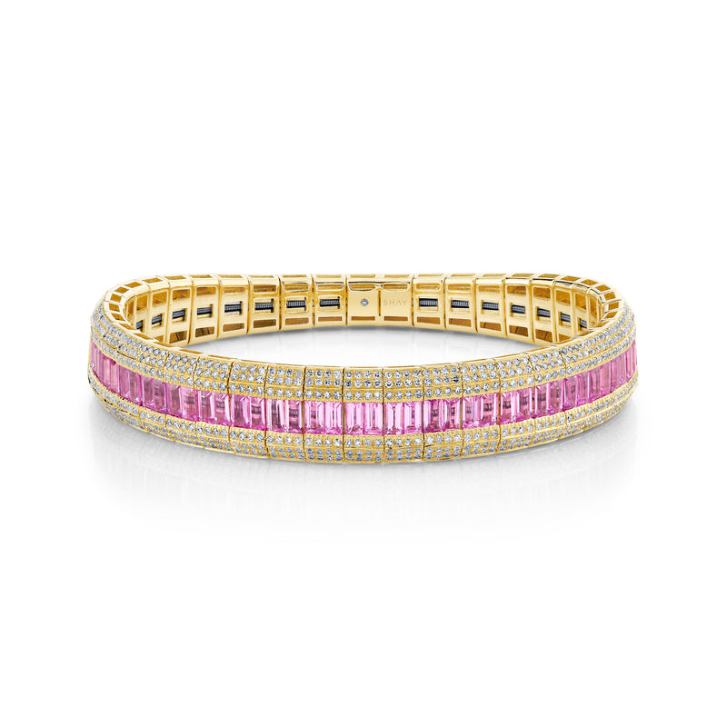 READY TO SHIP PINK SAPPHIRE & DIAMOND SCALES STRETCH BRACELET