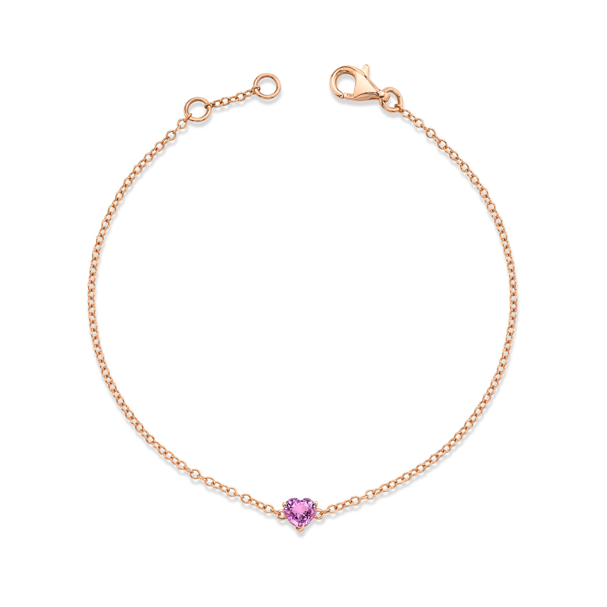 READY TO SHIP PINK SAPPHIRE BABY HEART BRACELET