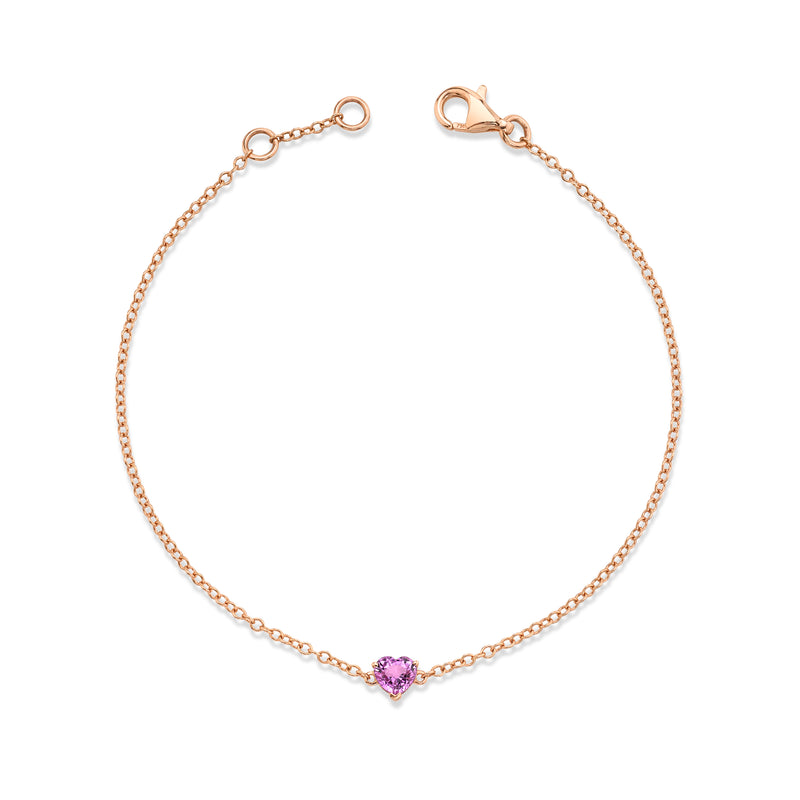 READY TO SHIP PINK SAPPHIRE BABY HEART BRACELET