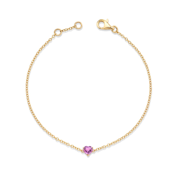 READY TO SHIP PINK SAPPHIRE BABY HEART BRACELET
