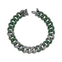 DIAMOND 7 PAVE & GREEN CERAMIC ESSENTIAL LINK BRACELET