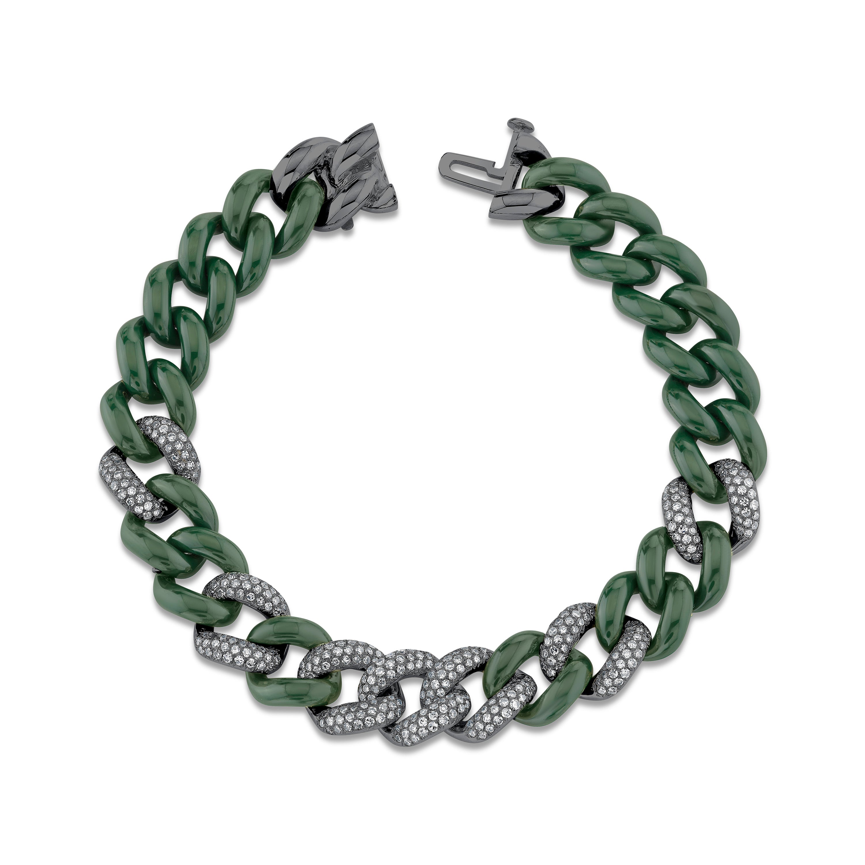 GREEN CERAMIC PAVE ESSENTIAL LINK BRACELET