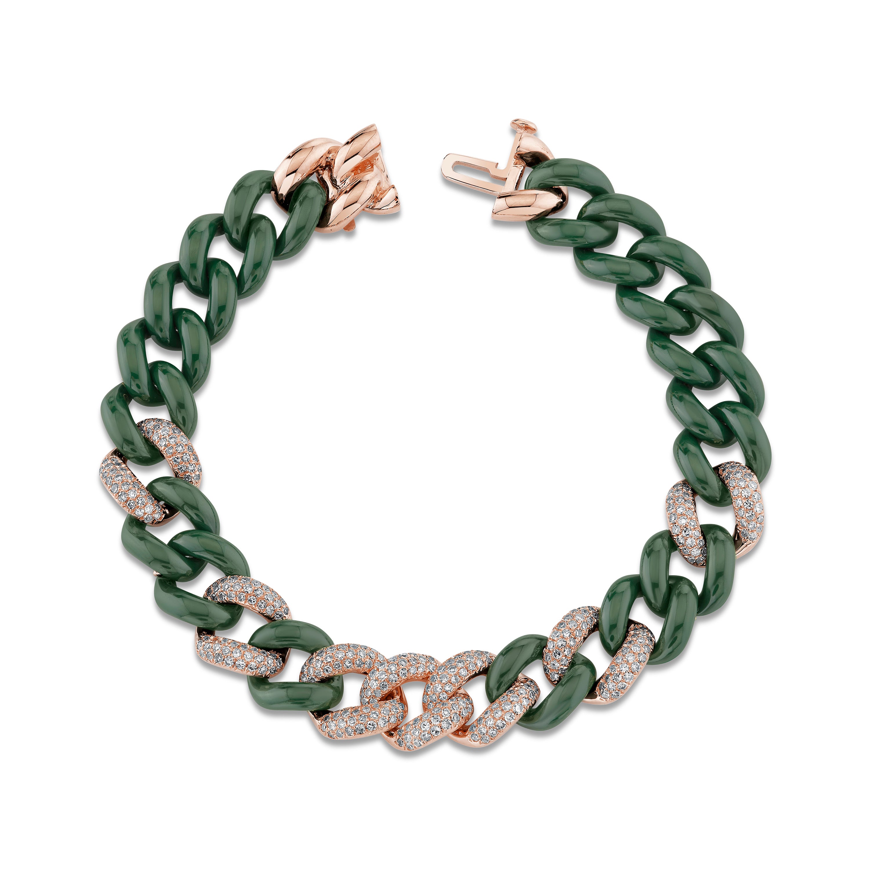 GREEN CERAMIC PAVE ESSENTIAL LINK BRACELET