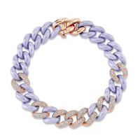 READY TO SHIP DIAMOND 7 PAVE & LAVENDER CERAMIC ESSENTIAL LINK BRACELET