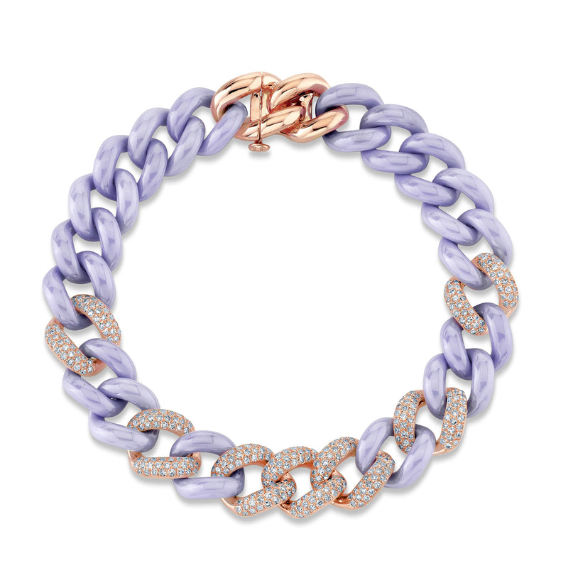 READY TO SHIP DIAMOND 7 PAVE & LAVENDER CERAMIC ESSENTIAL LINK BRACELET