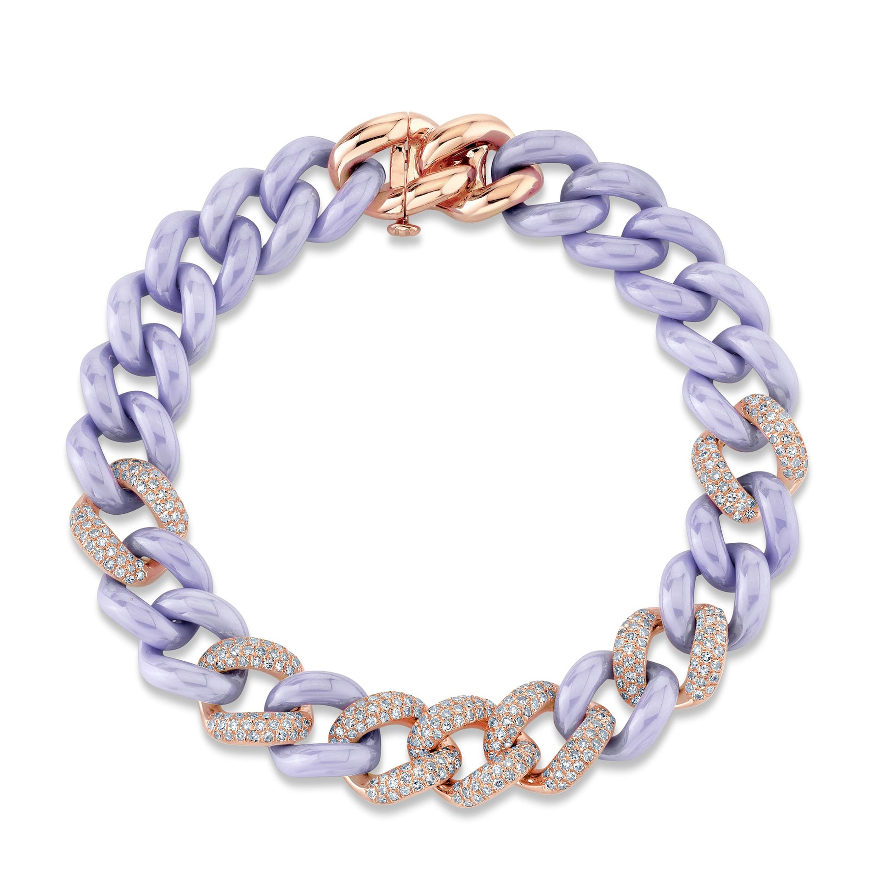 DIAMOND 7 PAVE LAVENDER CERAMIC ESSENTIAL LINK BRACELET