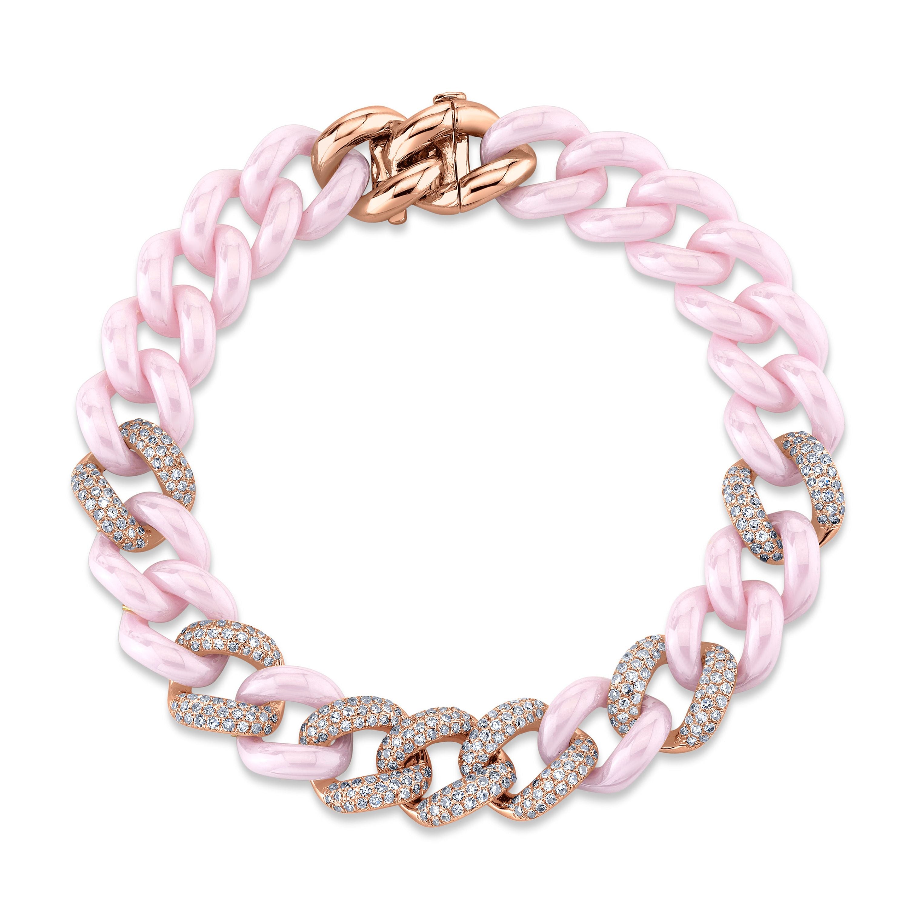 PINK CERAMIC PAVE ESSENTIAL LINK BRACELET