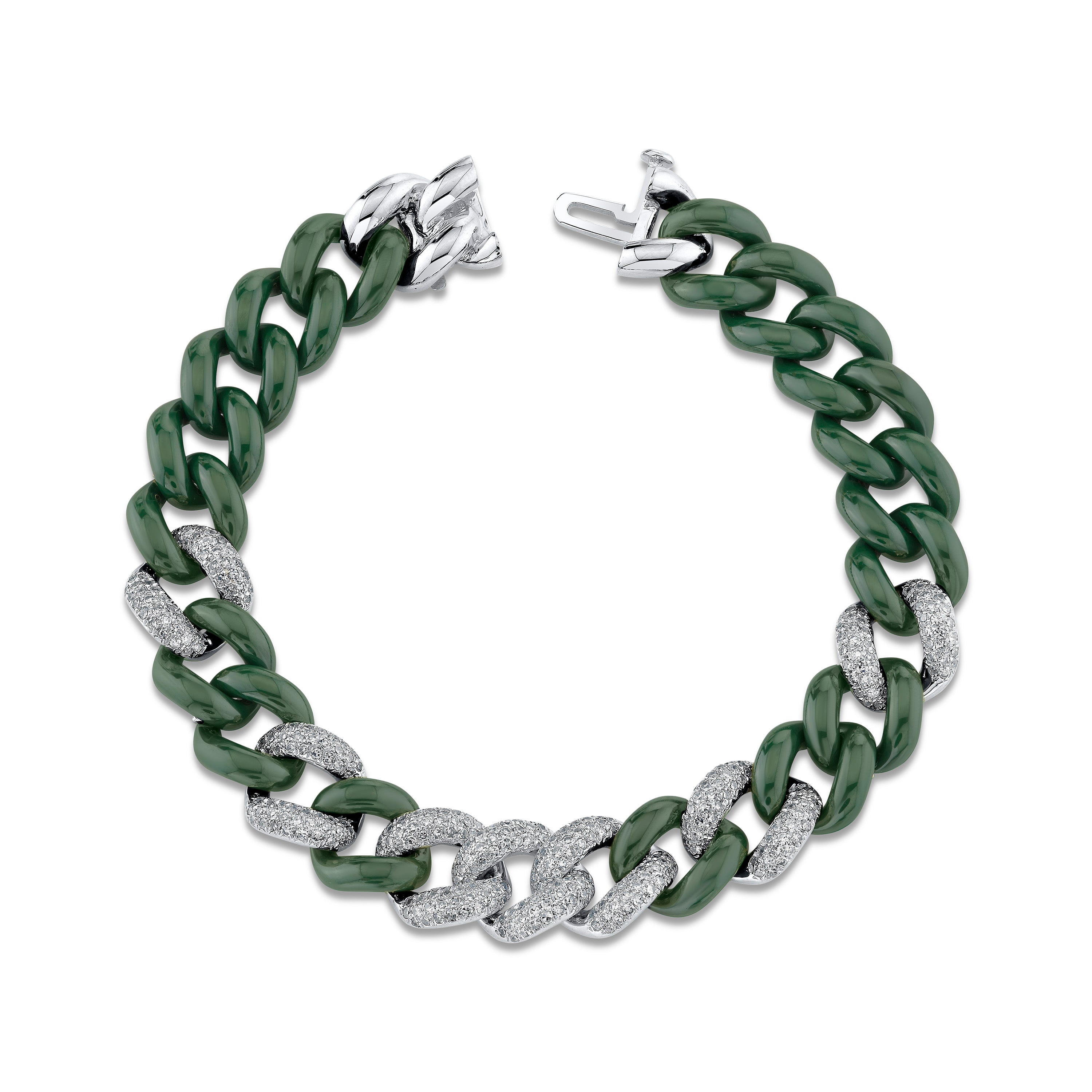 GREEN CERAMIC PAVE ESSENTIAL LINK BRACELET
