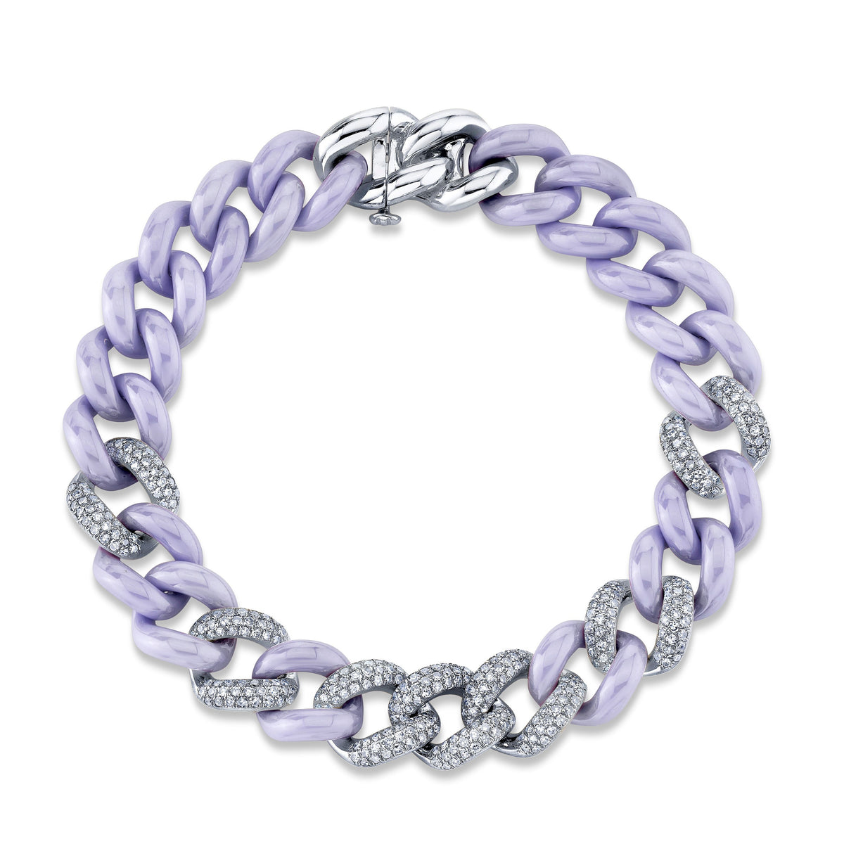 READY TO SHIP DIAMOND 7 PAVE & LAVENDER CERAMIC ESSENTIAL LINK BRACELET