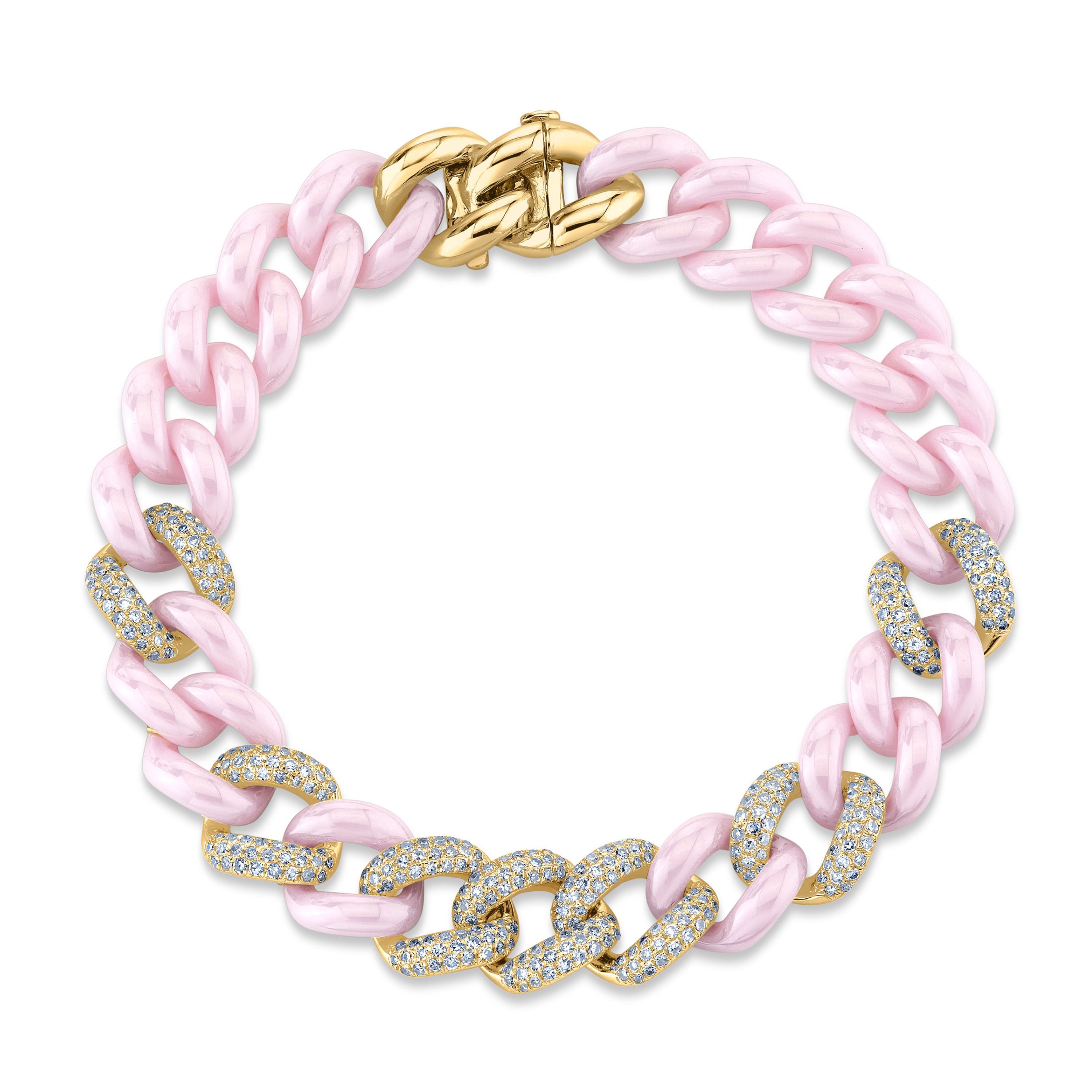 READY TO SHIP PINK CERAMIC PAVE ESSENTIAL LINK BRACELET