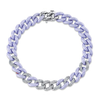 READY TO SHIP DIAMOND 7 PAVE & LAVENDER CERAMIC MEDIUM LINK BRACELET