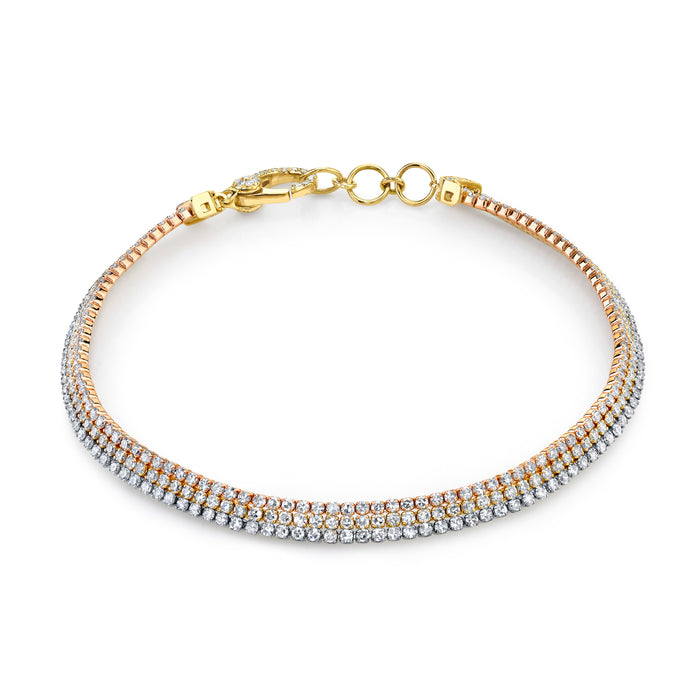 READY TO SHIP TRI-COLORED TRIPLE DIAMOND THREADS BRACELET