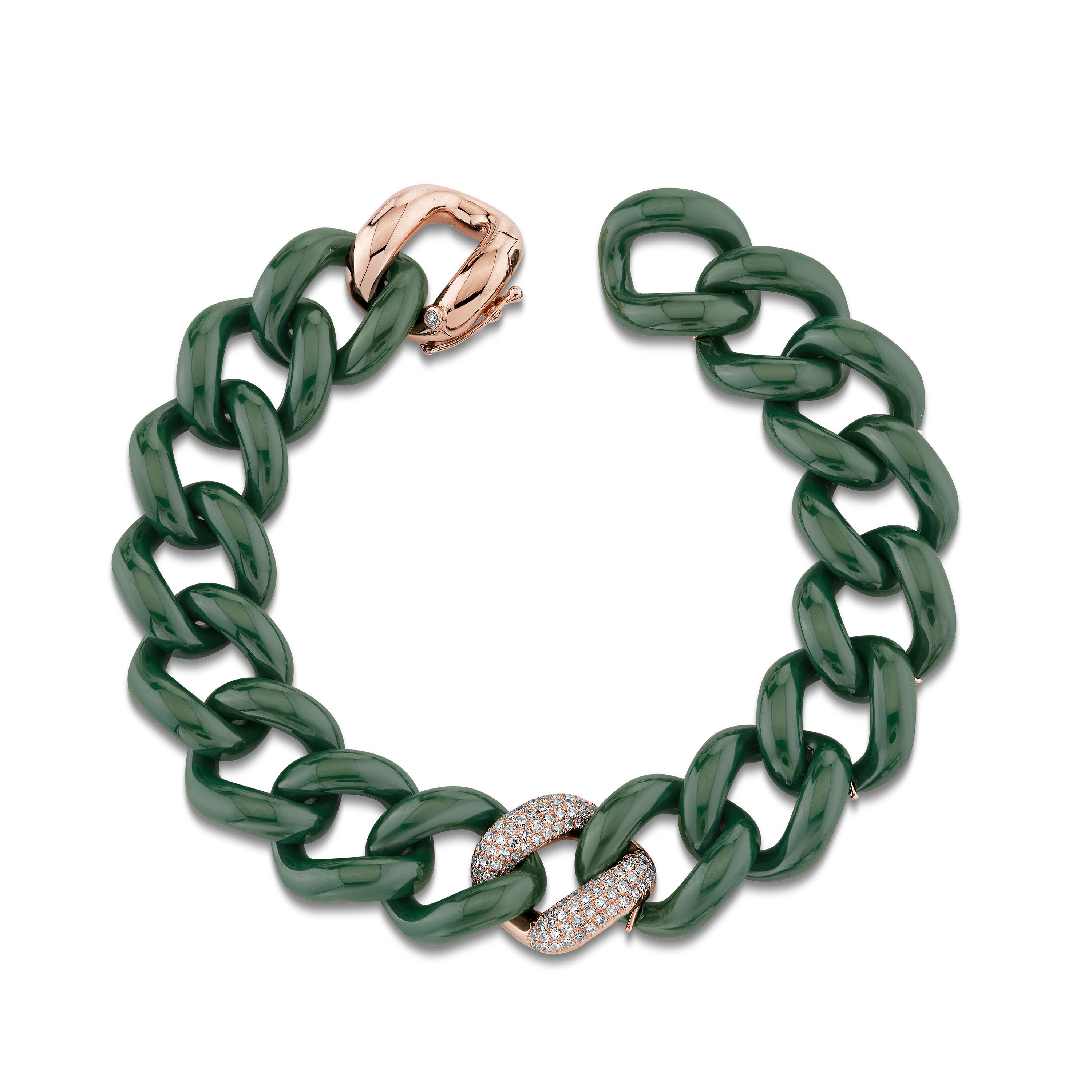 DIAMOND GREEN CERAMIC PAVE JUMBO LINK BRACELET