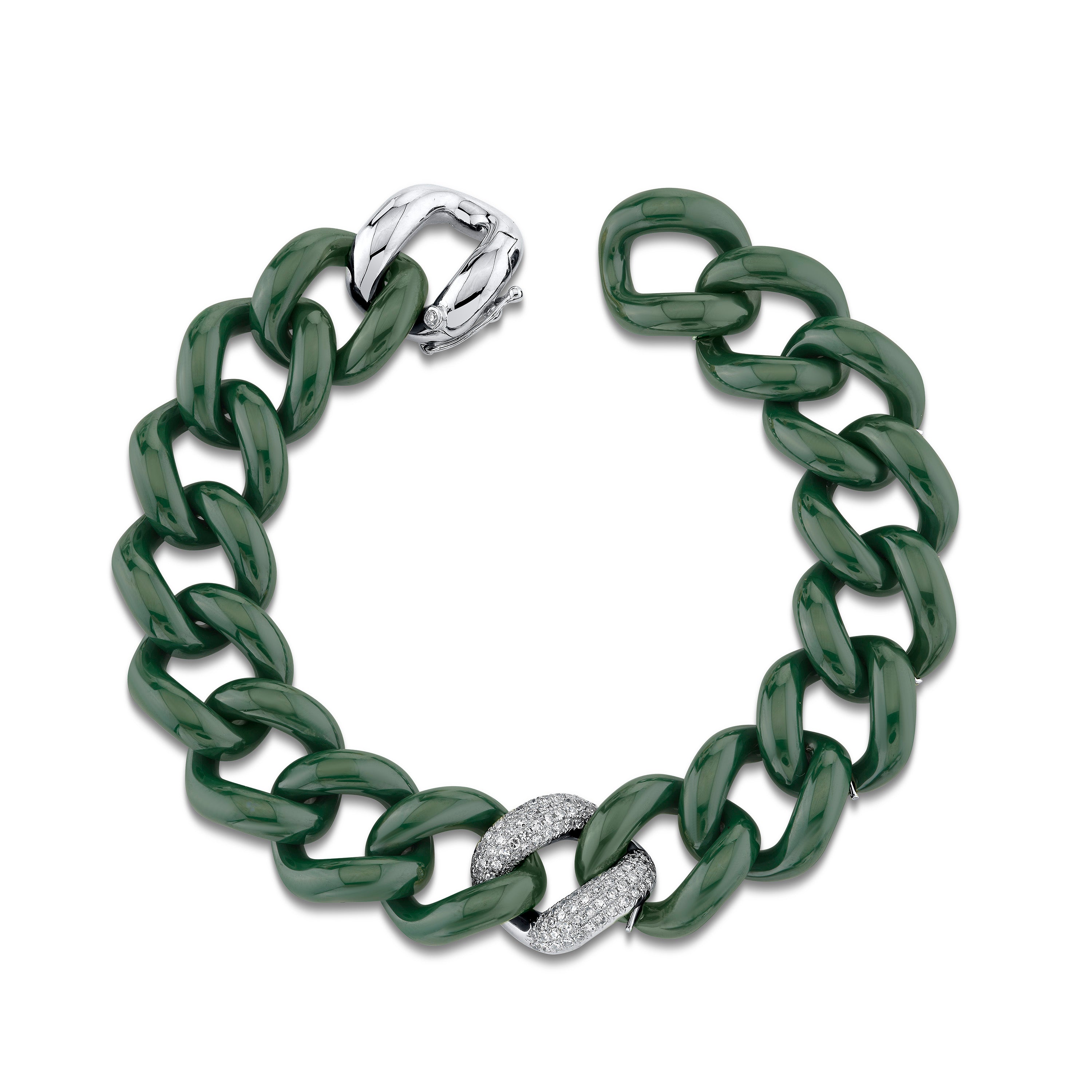 DIAMOND GREEN CERAMIC PAVE JUMBO LINK BRACELET