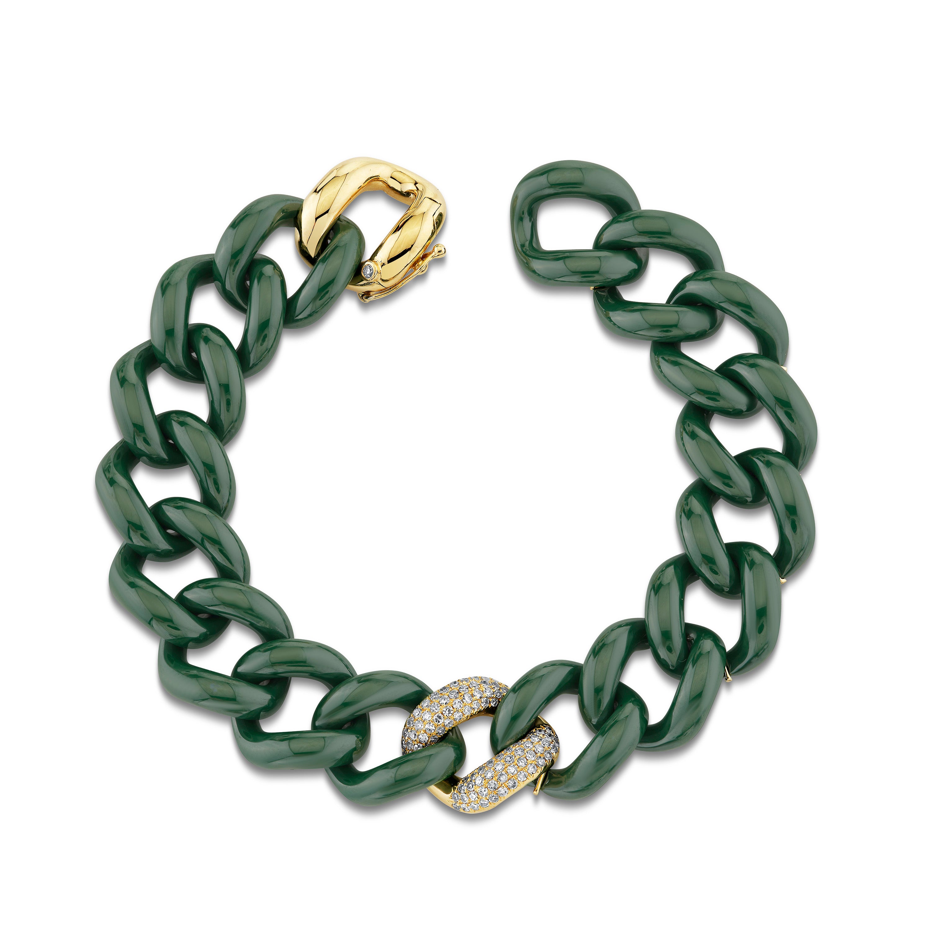 DIAMOND GREEN CERAMIC PAVE JUMBO LINK BRACELET