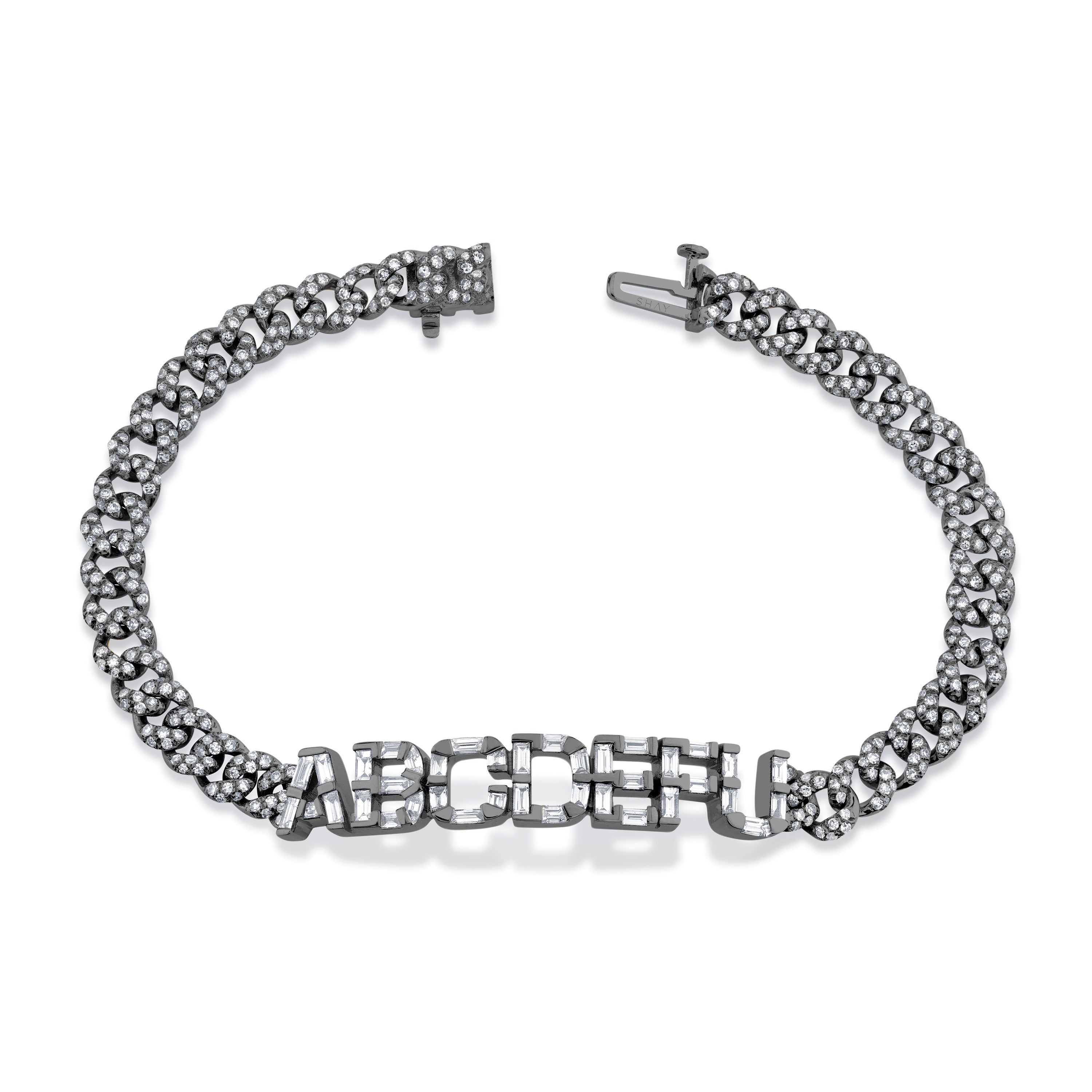 DIAMOND 7 LETTER LINK BRACELET