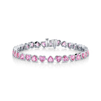 READY TO SHIP PINK SAPPHIRE BEZEL HEART TENNIS BRACELET