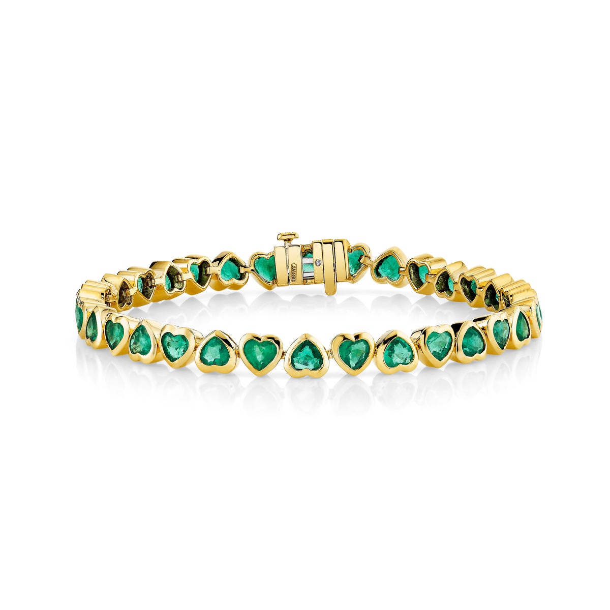 READY TO SHIP EMERALD BEZEL HEART TENNIS BRACELET