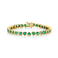 READY TO SHIP EMERALD BEZEL HEART TENNIS BRACELET