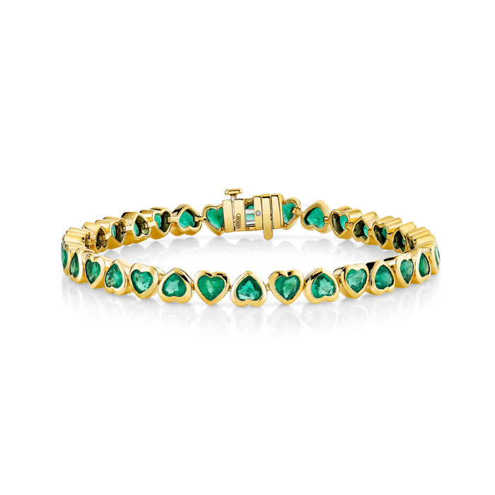 READY TO SHIP EMERALD BEZEL HEART TENNIS BRACELET
