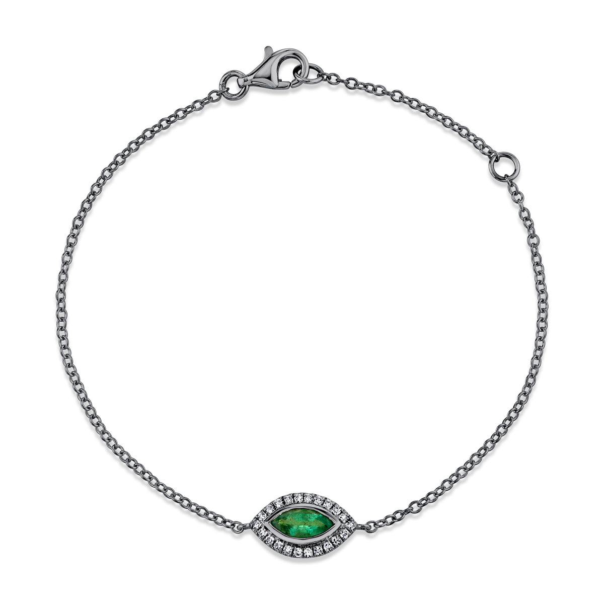 EMERALD & DIAMOND MINI EVIL EYE BRACELET