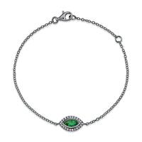 EMERALD & DIAMOND MINI EVIL EYE BRACELET