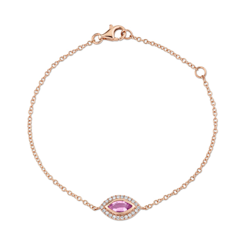 PINK SAPPHIRE & DIAMOND MINI EVIL EYE BRACELET