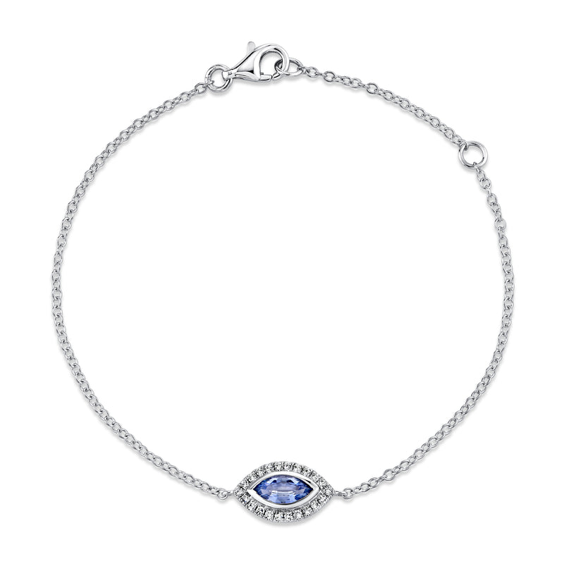 BLUE SAPPHIRE & DIAMOND MINI EVIL EYE BRACELET