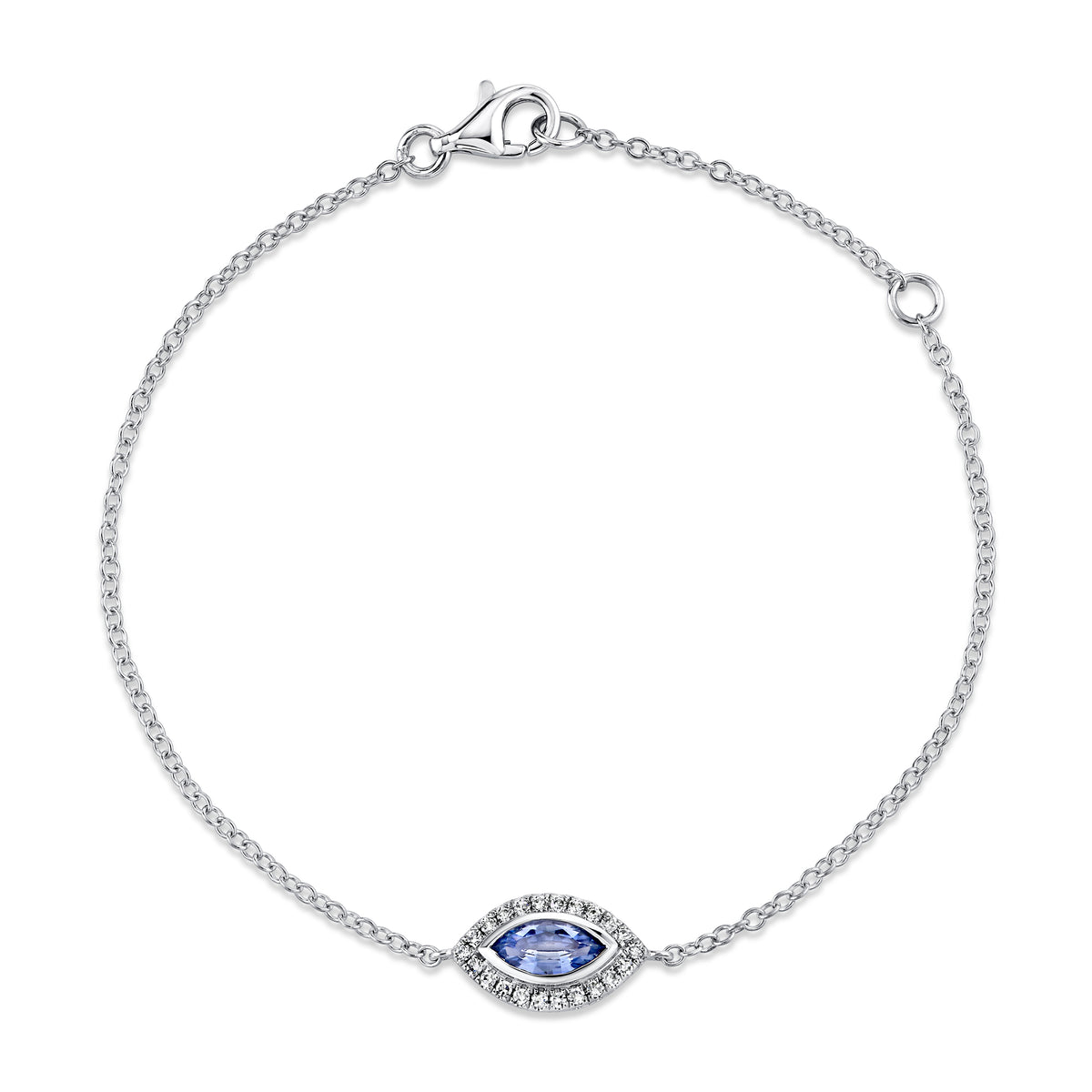 READY TO SHIP BLUE SAPPHIRE & DIAMOND MINI EVIL EYE BRACELET