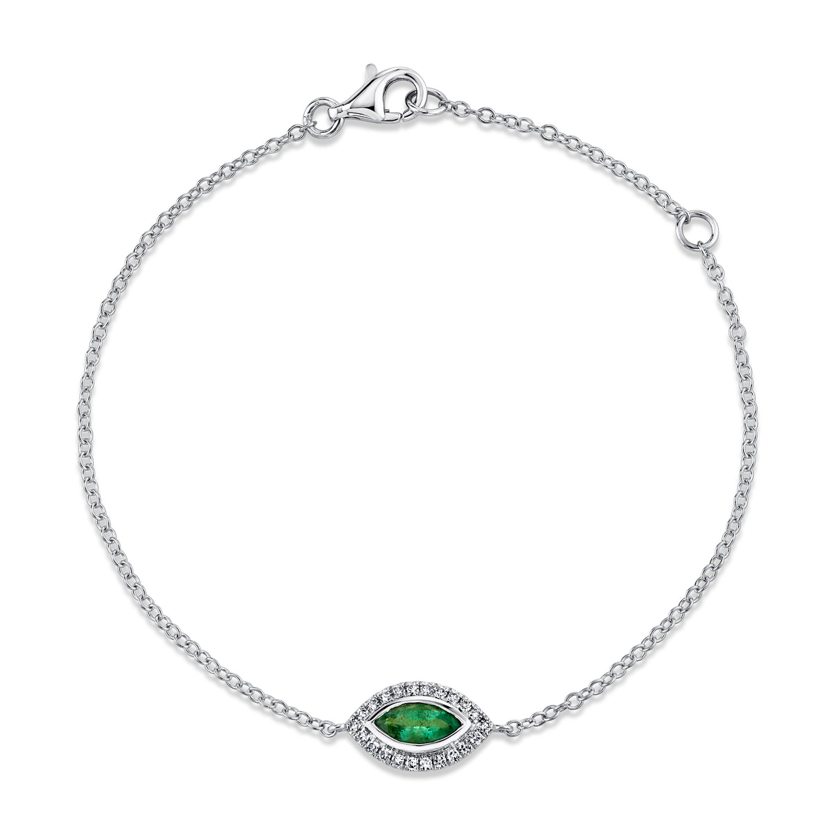 EMERALD & DIAMOND MINI EVIL EYE BRACELET