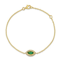 EMERALD & DIAMOND MINI EVIL EYE BRACELET