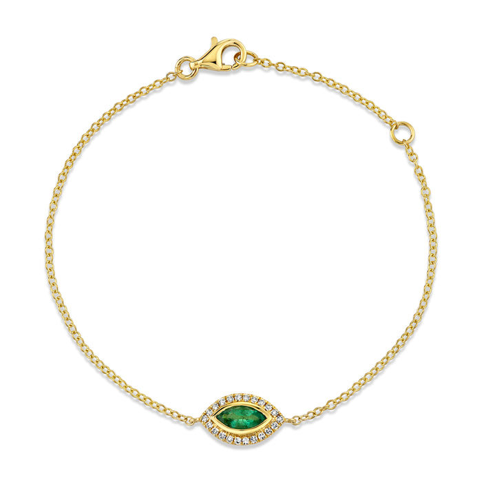 EMERALD & DIAMOND MINI EVIL EYE BRACELET