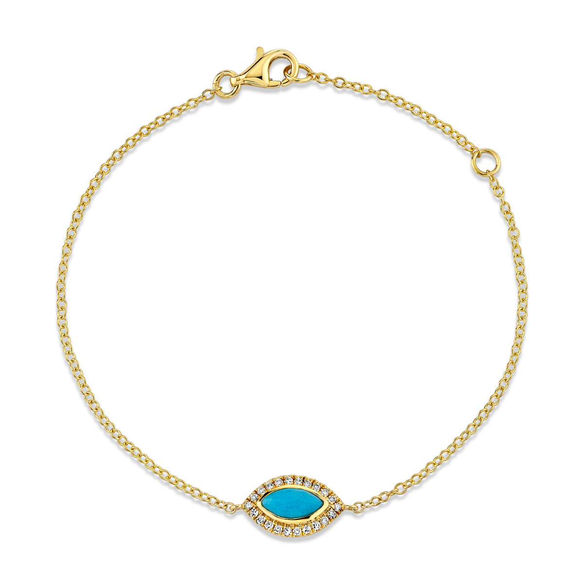 READY TO SHIP TURQUOISE & DIAMOND MINI EVIL EYE BRACELET